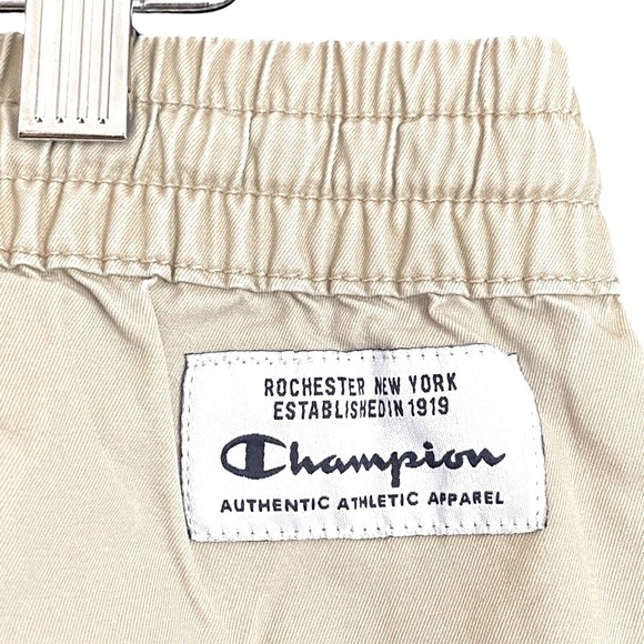 Champion Elastic Cuff Tan Jogger Pants Size Large Drawstring Waist 100% Cotton - Picture 3 of 8